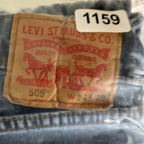 Levi Strauss 505 Mens Jeans W 34 L 29 Blue Wash Straight Fit Denim Western Rodeo - Picture 9 of 9